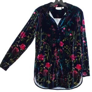 Belle Kim Gravel Top Velvet Boho Fairy Grunge Goth Whimsigoth Button Floral XXS